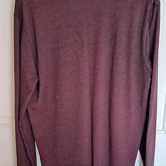 LUCKY BRAND Tee Shirt Top Mens M Henley Venice Burnout Long Sleeve Maroon - Picture 2 of 7